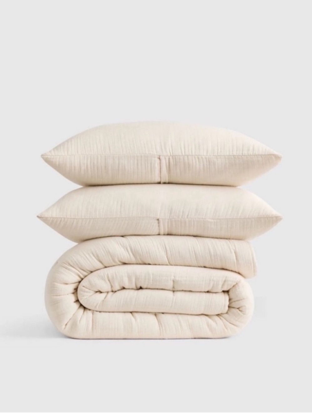 NWT QUINCE Organic Cotton Gauze Dream Quilt Set Full/Queen Ivory 7239